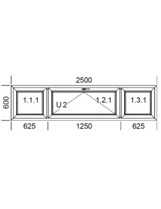 Kunststofffenster PVC 2500 x 600 mm Festverglasung | Kipp - Aluplast Ideal 7000 2