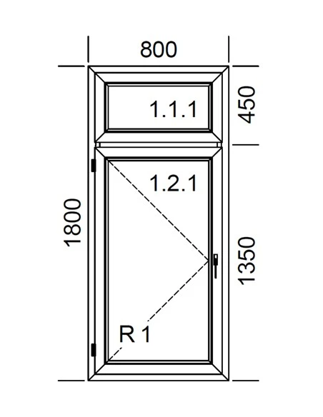 Kunststofffenster PVC 800 x 1800 mm Festverglasung | Dreh - Aluplast Ideal 7000