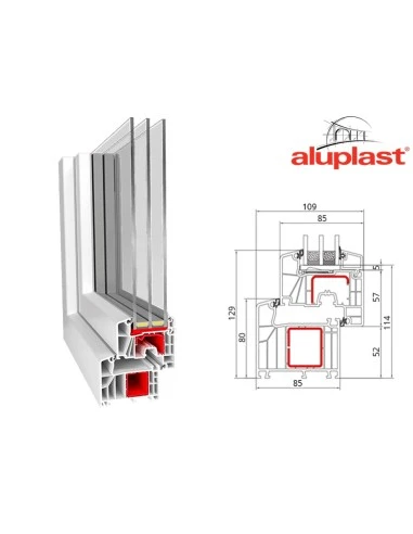 Kunststofffenster PVC 2100 x 1000 mm Festverglasung - Aluplast Ideal 7000