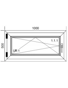 Kunststofffenster PVC 1000 x 500 mm Dreh-Kipp - Aluplast Ideal 7000 2