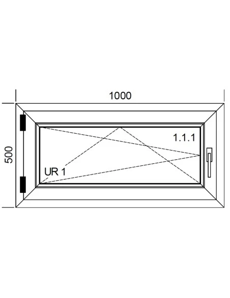 Kunststofffenster PVC 1000 x 500 mm Dreh-Kipp - Aluplast Ideal 7000