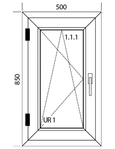 Kunststofffenster PVC 500 x 850 mm Dreh-Kipp - Aluplast Ideal 7000