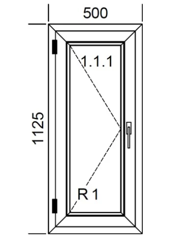Kunststofffenster PVC 500 x 1125 mm Dreh - Aluplast Ideal 7000