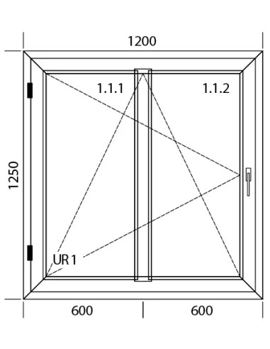 Kunststofffenster PVC 1200 x 1250 mm Dreh-Kipp - Aluplast Ideal 7000