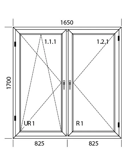 Kunststofffenster PVC 1650 x 1700 mm Dreh-Kipp | Dreh - Aluplast Ideal 8000
