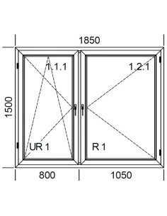 Kunststofffenster PVC 1850 x 1500 mm Dreh-Kipp | Dreh - Aluplast Ideal 8000 2