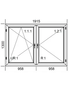 Kunststofffenster PVC 1915 x 1300 mm Dreh-Kipp | Dreh - Aluplast Ideal 8000 2
