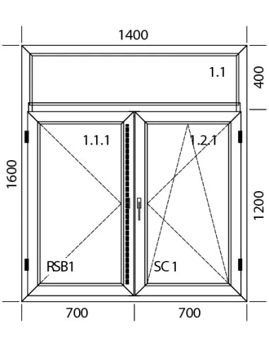 Kunststofffenster PVC 1400 x 1600 mm Festverglasung | Dreh | Dreh-Kipp - Aluplast Ideal 8000