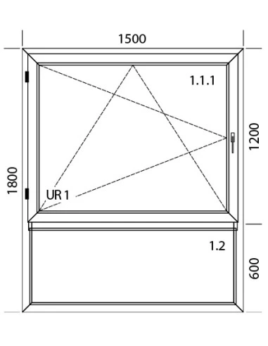 Kunststofffenster PVC 1500 x 1800 mm Dreh-Kipp | Festverglasung - Aluplast Ideal 8000