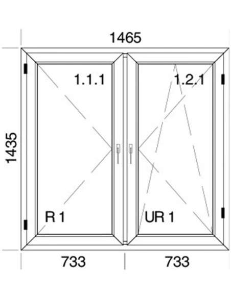 Kunststofffenster PVC 1465 x 1435 mm Dreh | Dreh-Kipp - Aluplast Ideal 8000