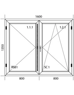 Kunststofffenster PVC 1600 x 1350 mm Dreh | Dreh-Kipp - Aluplast Ideal 8000 2