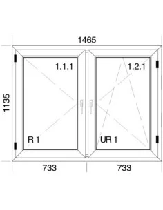 Kunststofffenster PVC 1465 x 1135 mm Dreh | Dreh-Kipp - Aluplast Ideal 8000 2