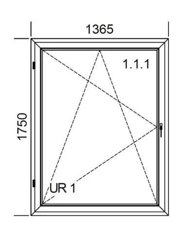 Kunststofffenster PVC 1365 x 1750 mm Dreh-Kipp - Aluplast Ideal 8000