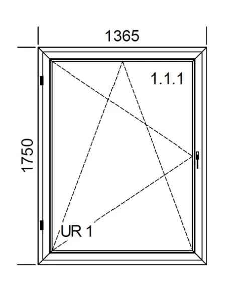 Kunststofffenster PVC 1365 x 1750 mm Dreh-Kipp - Aluplast Ideal 8000