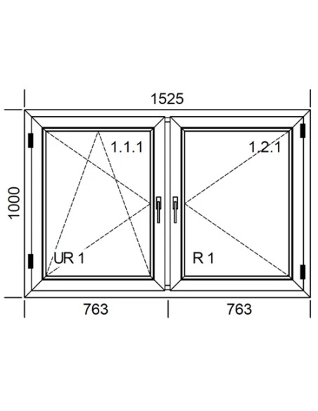 Kunststofffenster PVC 1525 x 1000 mm Dreh-Kipp | Dreh - Aluplast Ideal 8000