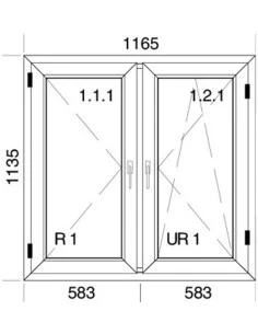 Kunststofffenster PVC 1165 x 1135 mm Dreh | Dreh-Kipp - Aluplast Ideal 8000 2