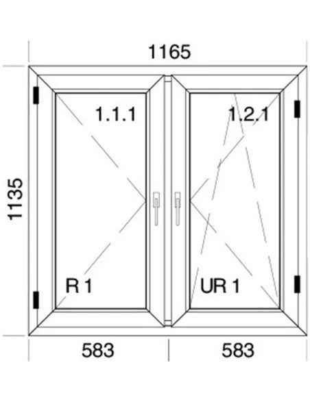 Kunststofffenster PVC 1165 x 1135 mm Dreh | Dreh-Kipp - Aluplast Ideal 8000