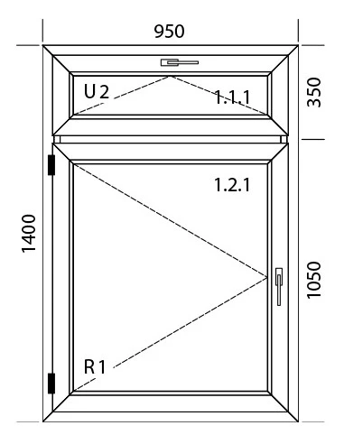 Kunststofffenster PVC 950 x 1400 mm Kipp | Dreh - Aluplast Ideal 8000