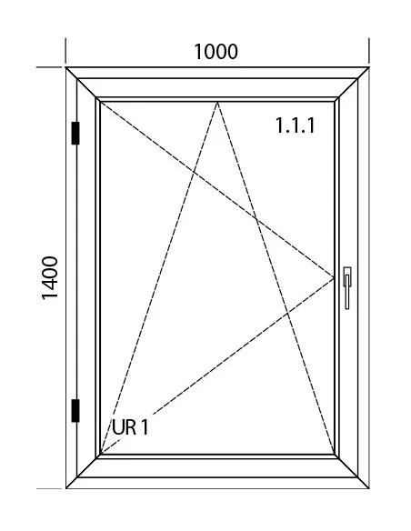 Kunststofffenster PVC 1000 x 1400 mm Dreh-Kipp - Aluplast Ideal 8000