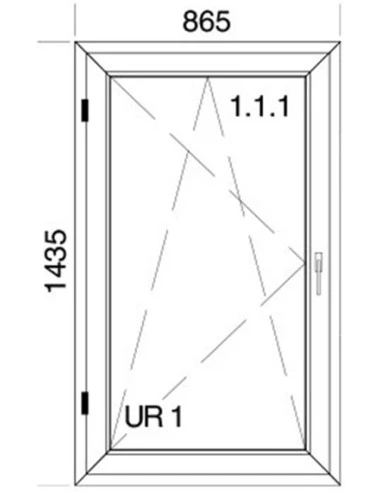 Kunststofffenster PVC 865 x 1435 mm Dreh-Kipp - Aluplast Ideal 8000