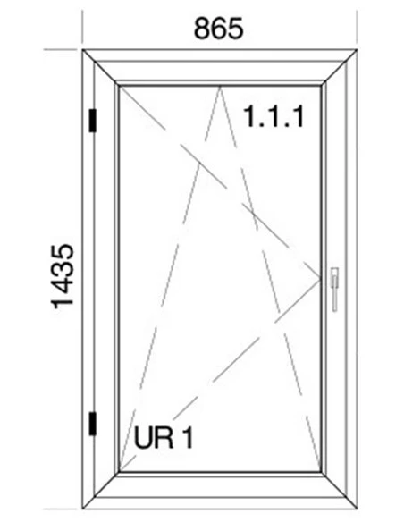 Kunststofffenster PVC 865 x 1435 mm Dreh-Kipp - Aluplast Ideal 8000