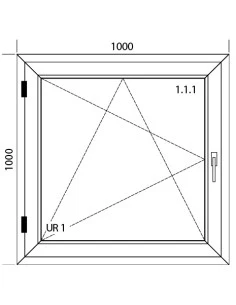 Kunststofffenster PVC 1000 x 1000 mm Dreh-Kipp - Aluplast Ideal 8000 2