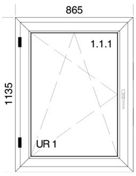Kunststofffenster PVC 865 x 1135 mm Dreh-Kipp - Aluplast Ideal 8000