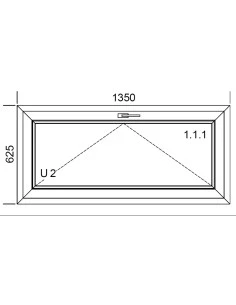 Kunststofffenster PVC 1350 x 625 mm Kipp - Aluplast Ideal 8000 2
