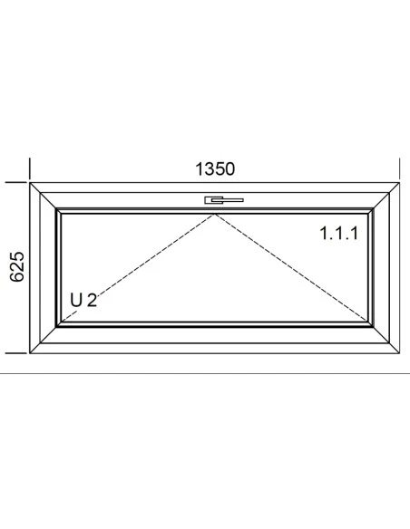 Kunststofffenster PVC 1350 x 625 mm Kipp - Aluplast Ideal 8000