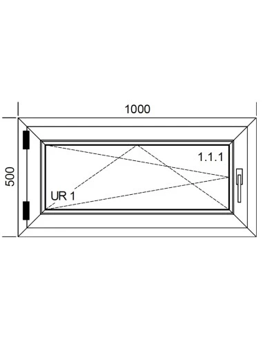 Kunststofffenster PVC 1000 x 500 mm Dreh-Kipp - Aluplast Ideal 8000