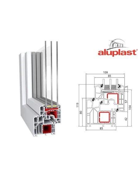 Kunststofffenster PVC 1800 x 2000 mm Festverglasung - Aluplast Ideal 8000