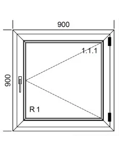 Kunststofffenster PVC 900 x 900 mm Dreh - Aluplast Ideal 8000 2