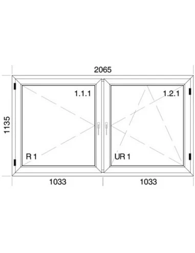 Kunststofffenster PVC 2065 x 1135 mm Dreh | Dreh-Kipp - Aluplast Ideal 8000