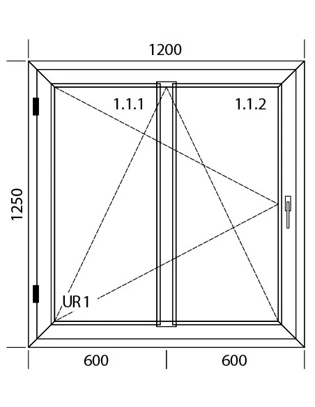 Kunststofffenster PVC 1200 x 1250 mm Dreh-Kipp - Aluplast Ideal 8000