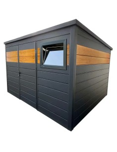 Gartenhaus Metall Geräteschuppen 3x2 m - Anthrazit + Golden Eiche + Kippfenster