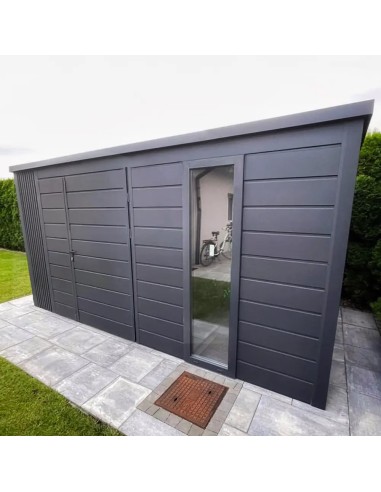 Gartenhaus Metall Geräteschuppen 3x3 m - Anthrazit + Golden Eiche