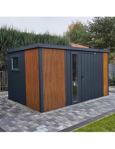 Gartenhaus Metall Geräteschuppen 3x3 m - Anthrazit + Golden Eiche
