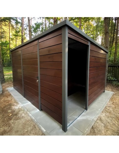 Gartenhaus Metall Geräteschuppen 3x3 m - Anthrazit + Golden Eiche