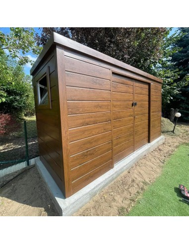 Gartenhaus Metall Geräteschuppen 3x3 m - Anthrazit + Golden Eiche