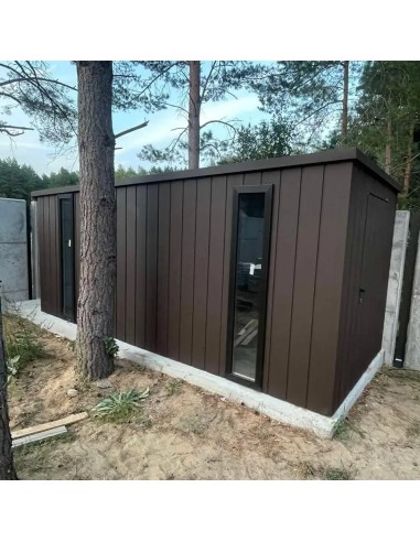 Gartenhaus Metall Geräteschuppen 3x3 m - Anthrazit + Golden Eiche