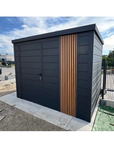 Gartenhaus Metall Geräteschuppen 3x3 m - Anthrazit + Golden Eiche
