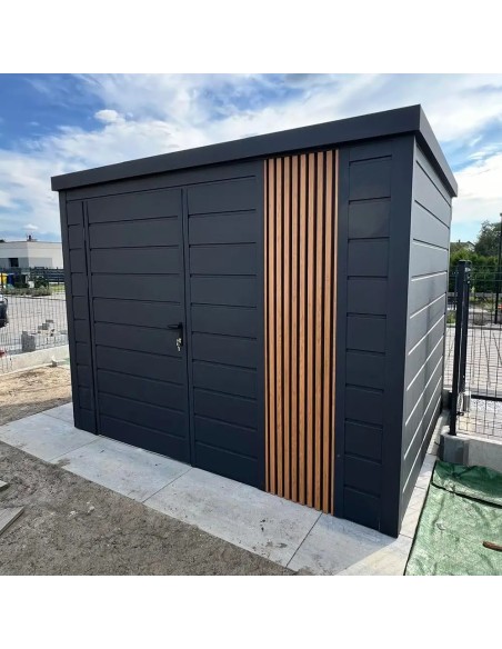 Gartenhaus Metall Geräteschuppen 3x3 m - Anthrazit + Golden Eiche