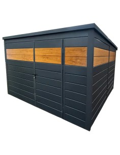 Gartenhaus Metall Geräteschuppen 3x3 m - Anthrazit + Golden Eiche