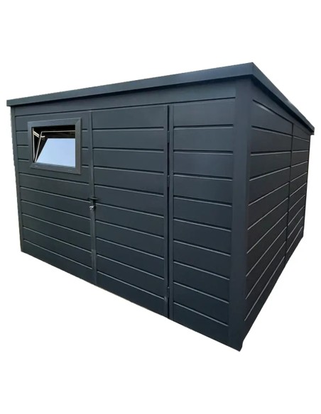 Gartenhaus Metall Geräteschuppen 3x3 m - Anthrazit + Kippfenster