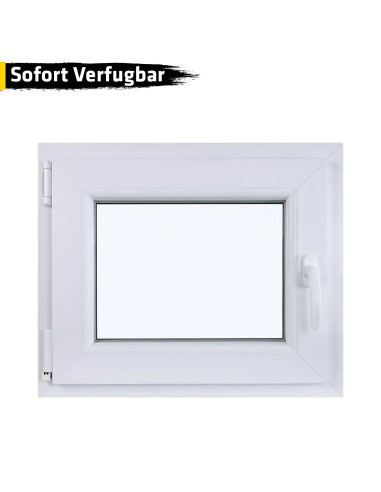 Kunststofffenster PVC 600 x 500 mm Dreh/Kipp Weiß - Sofort verfügbar