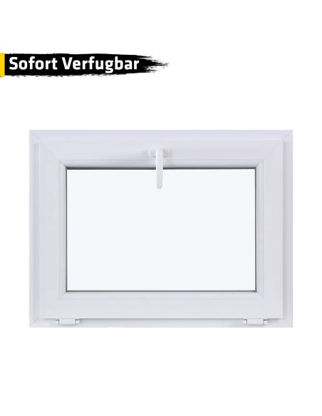 Kunststofffenster PVC 800 x 600 mm Kipp Weiß - Sofort verfügbar