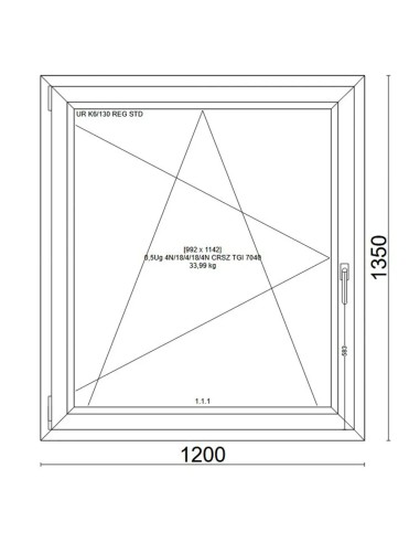 Kunststofffenster PVC Fenster 120x135 cm DREH/KIPP - Veka Softline 82 MD