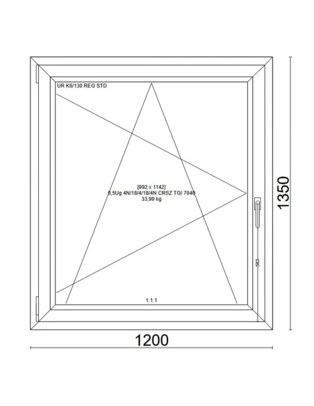 Kunststofffenster PVC Fenster 120x135 cm DREH/KIPP - Veka Softline 82 MD