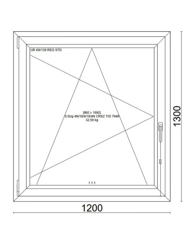 Kunststofffenster PVC Fenster 120x130 cm DREH/KIPP - Veka Softline 82 MD