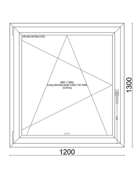 Kunststofffenster PVC Fenster 120x130 cm DREH/KIPP - Veka Softline 82 MD